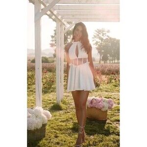 Alamour The Label XL Bridal Lea Dress White Satin Corset Mini Wedding Reception